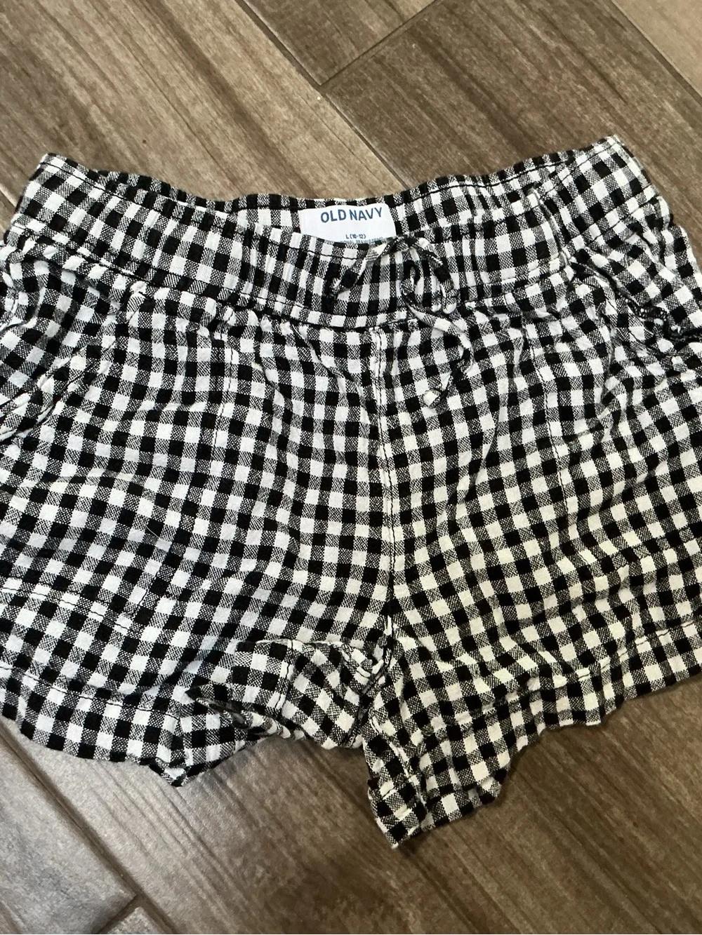 Old Navy Black & White Gingham Cotton Shorts